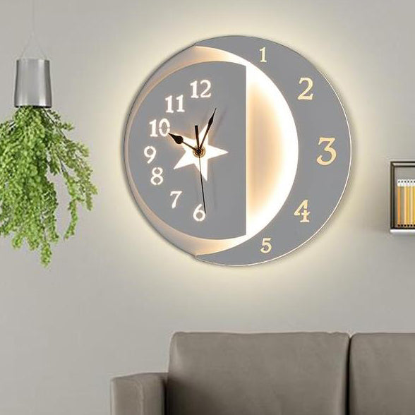 Skørter | White Clock LED Wall Lighting Modern Acrylic and Metal Wall Mount for Children