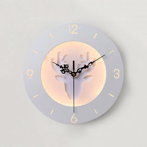 Skørter | White Clock LED Wall Lighting Modern Acrylic and Metal Wall Mount for Children