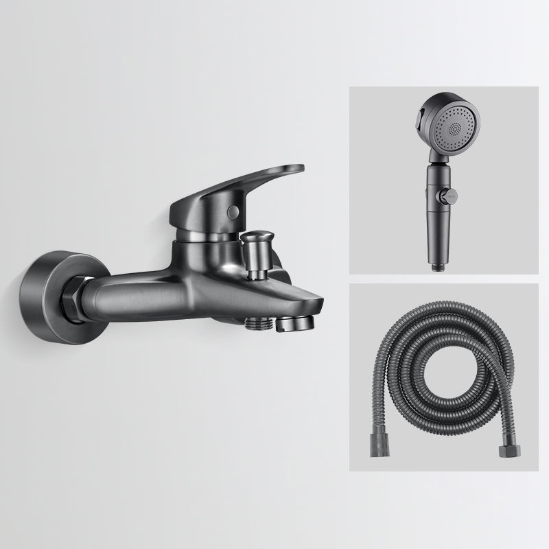 Lisslune | Bathtub filler wall mount hand shower single lever handle 2 holes low arc bathtub faucet with hose