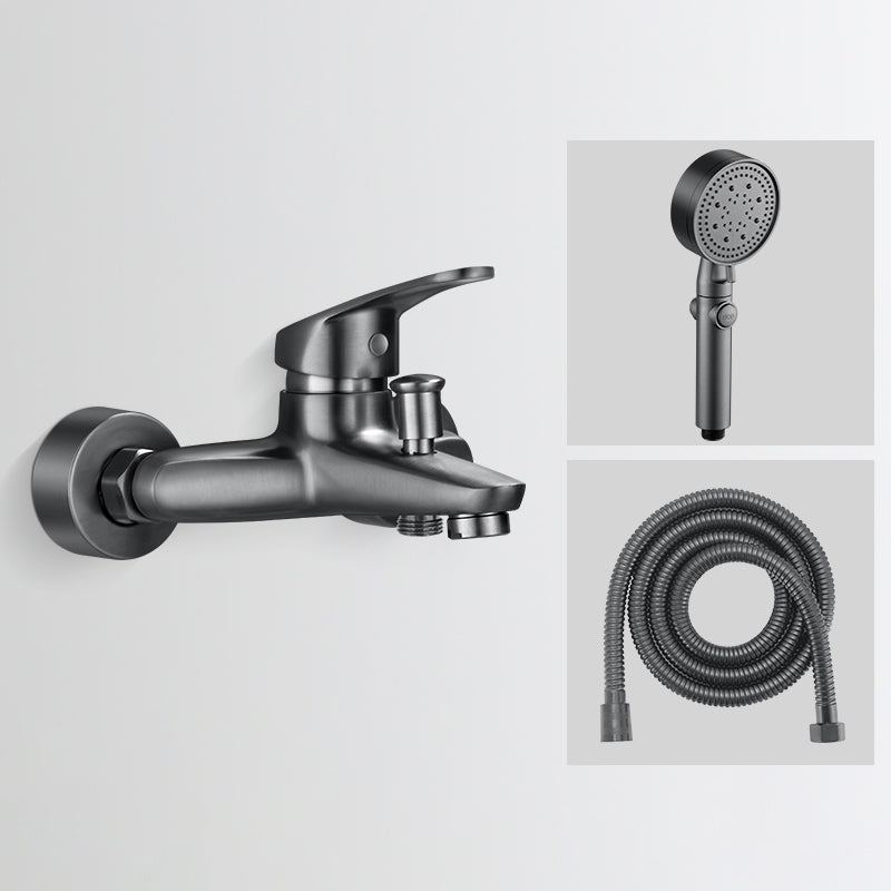 Lisslune | Bathtub filler wall mount hand shower single lever handle 2 holes low arc bathtub faucet with hose