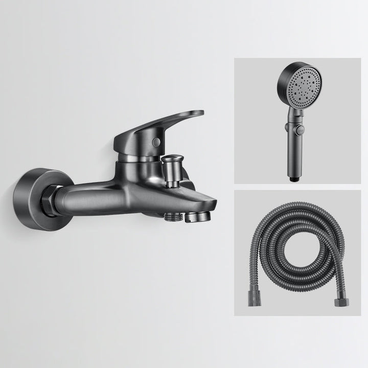 Lisslune | Bathtub filler wall mount hand shower single lever handle 2 holes low arc bathtub faucet with hose