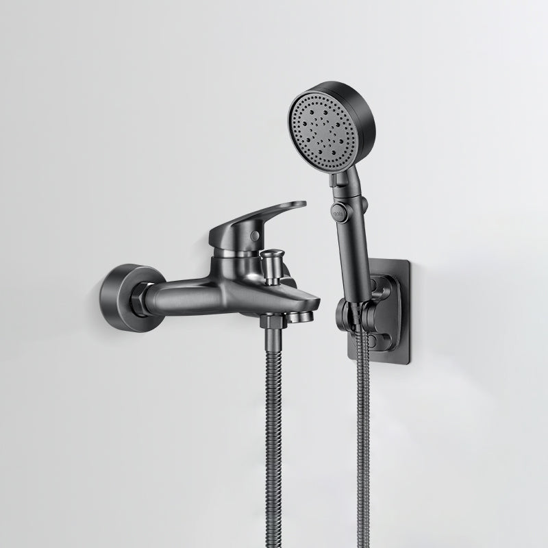 Lisslune | Bathtub filler wall mount hand shower single lever handle 2 holes low arc bathtub faucet with hose