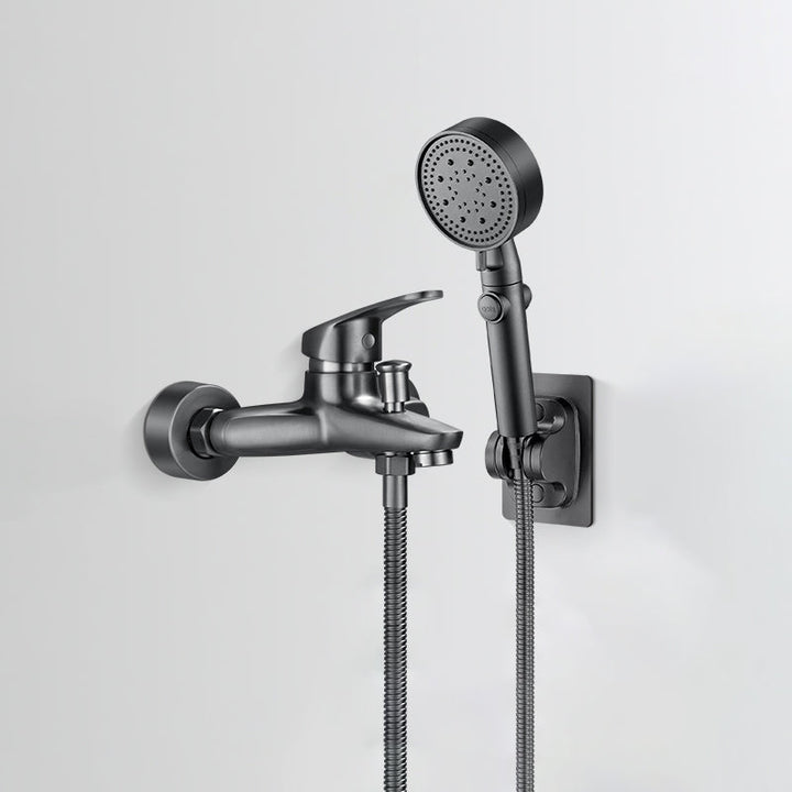 Lisslune | Bathtub filler wall mount hand shower single lever handle 2 holes low arc bathtub faucet with hose