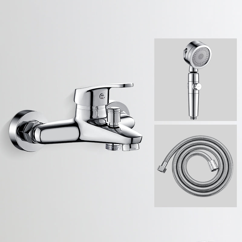 Lisslune | Bathtub filler wall mount hand shower single lever handle 2 holes low arc bathtub faucet with hose