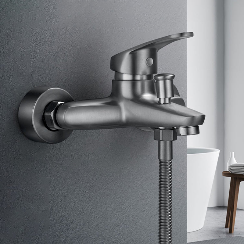 Lisslune | Bathtub filler wall mount hand shower single lever handle 2 holes low arc bathtub faucet with hose
