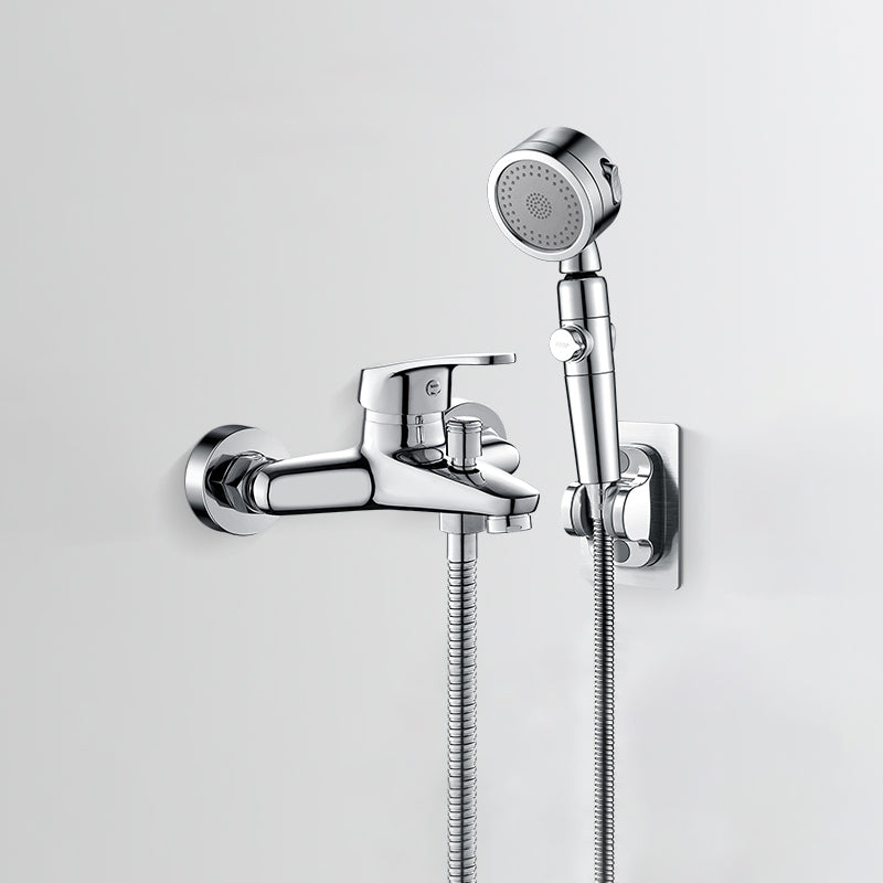 Lisslune | Bathtub filler wall mount hand shower single lever handle 2 holes low arc bathtub faucet with hose