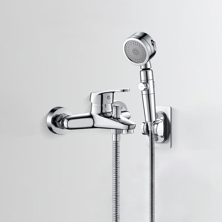 Lisslune | Bathtub filler wall mount hand shower single lever handle 2 holes low arc bathtub faucet with hose