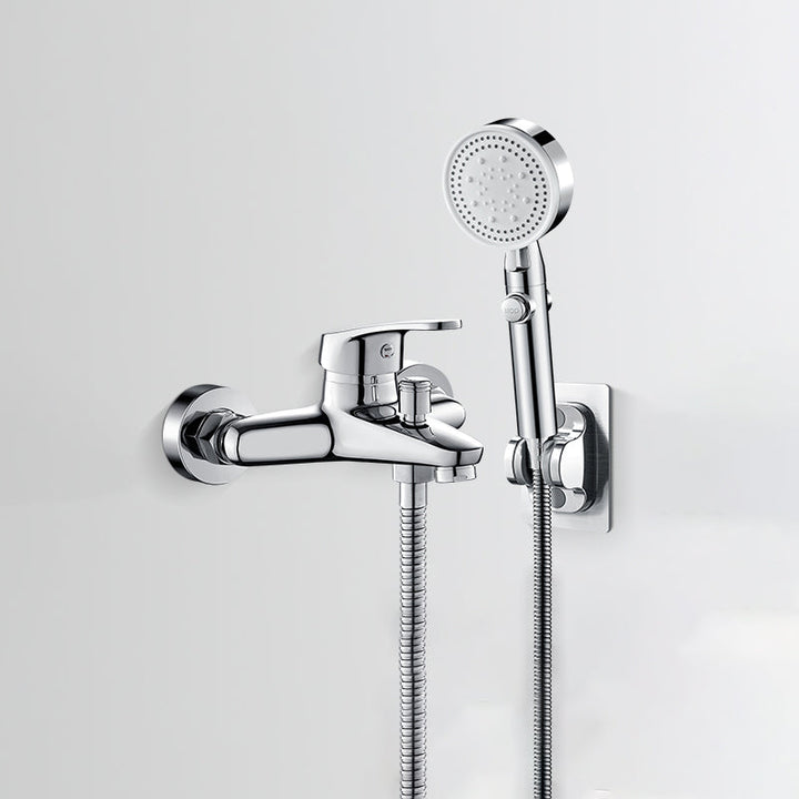 Lisslune | Bathtub filler wall mount hand shower single lever handle 2 holes low arc bathtub faucet with hose