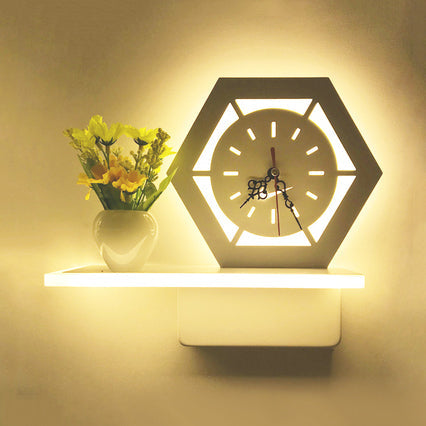Skørter | Modern Cartoon Pattern Wall Light with Shelf Acrylic White LED Wall Light for Children's Room