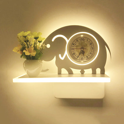 Skørter | Modern Cartoon Pattern Wall Light with Shelf Acrylic White LED Wall Light for Children's Room