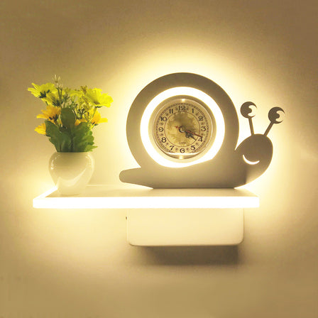 Skørter | Modern Cartoon Pattern Wall Light with Shelf Acrylic White LED Wall Light for Children's Room