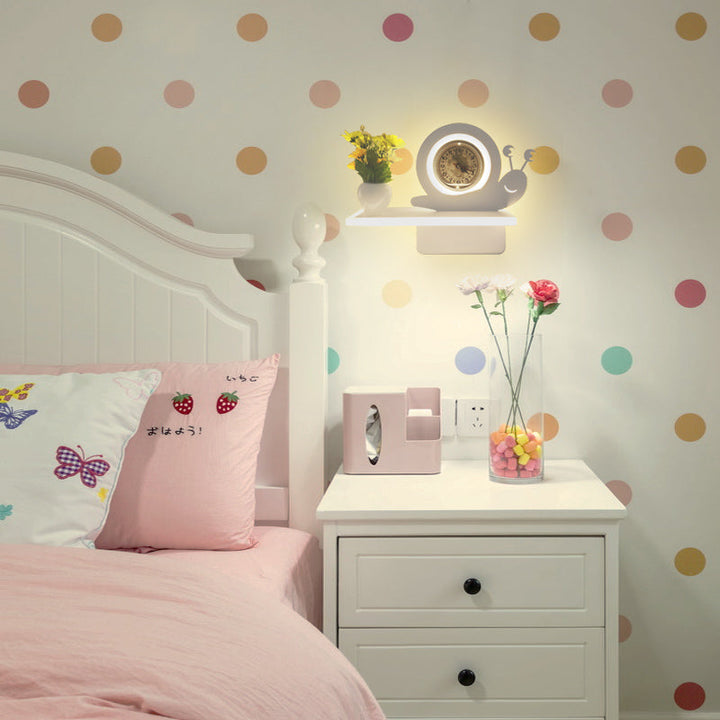 Skørter | Modern Cartoon Pattern Wall Light with Shelf Acrylic White LED Wall Light for Children's Room