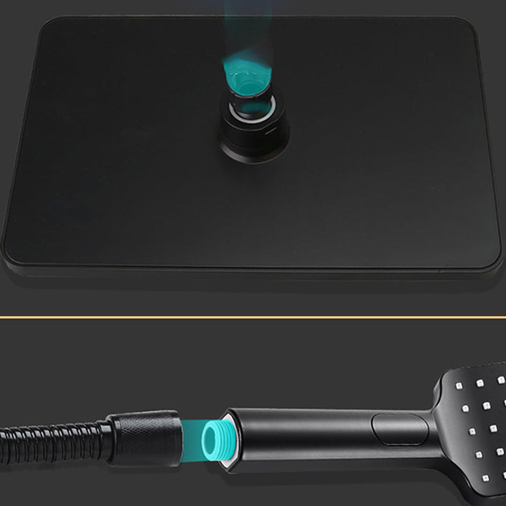 Lisslune | Modern rectangular shower head combo standard spray pattern with hand shower