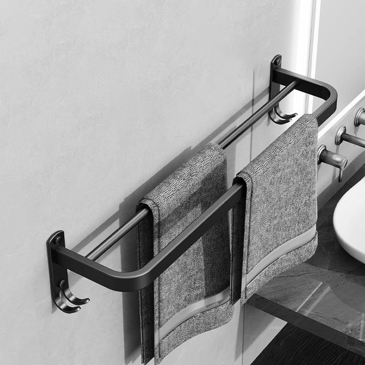 Lisslune | Minimalist black bathroom accessory set paper holder towel bar bath hardware set