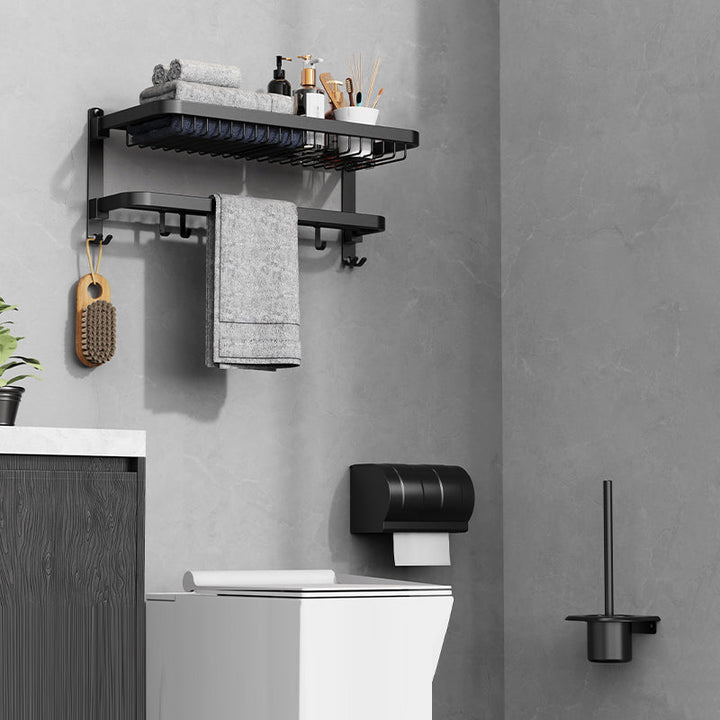 Lisslune | Minimalist black bathroom accessory set paper holder towel bar bath hardware set