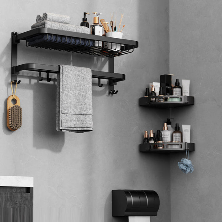 Lisslune | Minimalist black bathroom accessory set paper holder towel bar bath hardware set