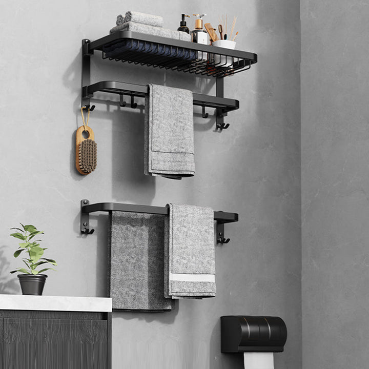 Lisslune | Minimalist black bathroom accessory set paper holder towel bar bath hardware set