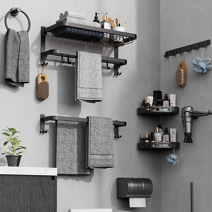 Lisslune | Minimalist black bathroom accessory set paper holder towel bar bath hardware set