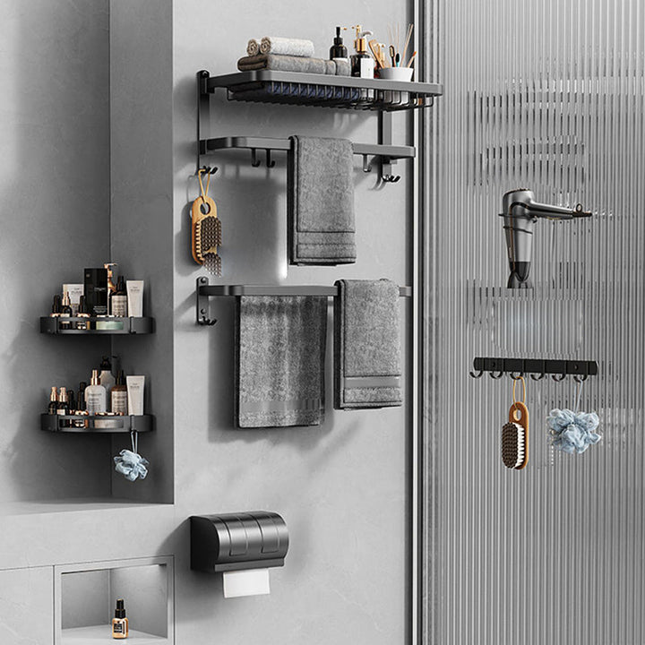 Lisslune | Minimalist black bathroom accessory set paper holder towel bar bath hardware set