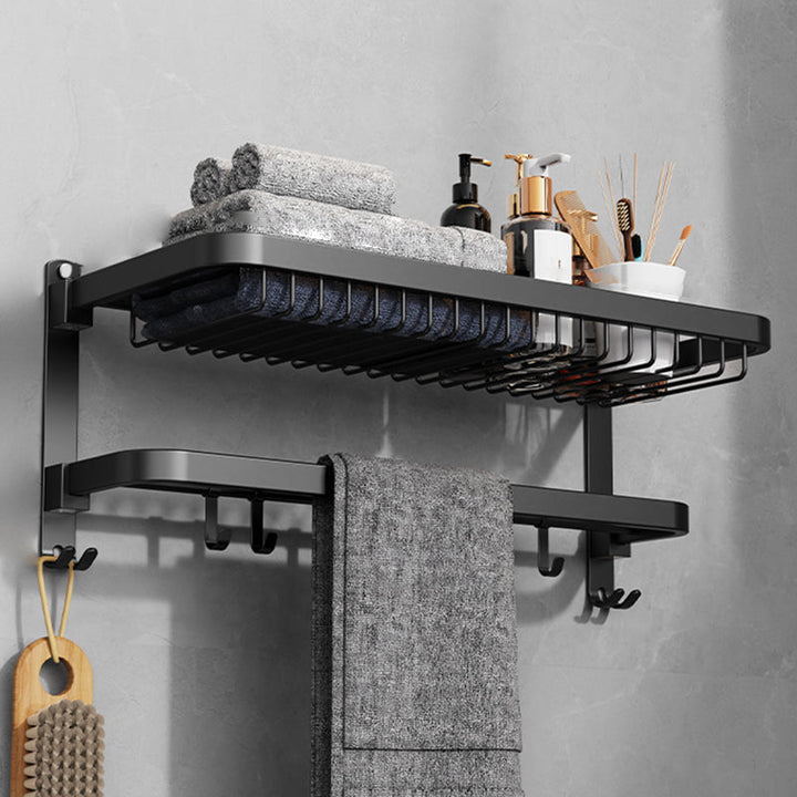 Lisslune | Minimalist black bathroom accessory set paper holder towel bar bath hardware set