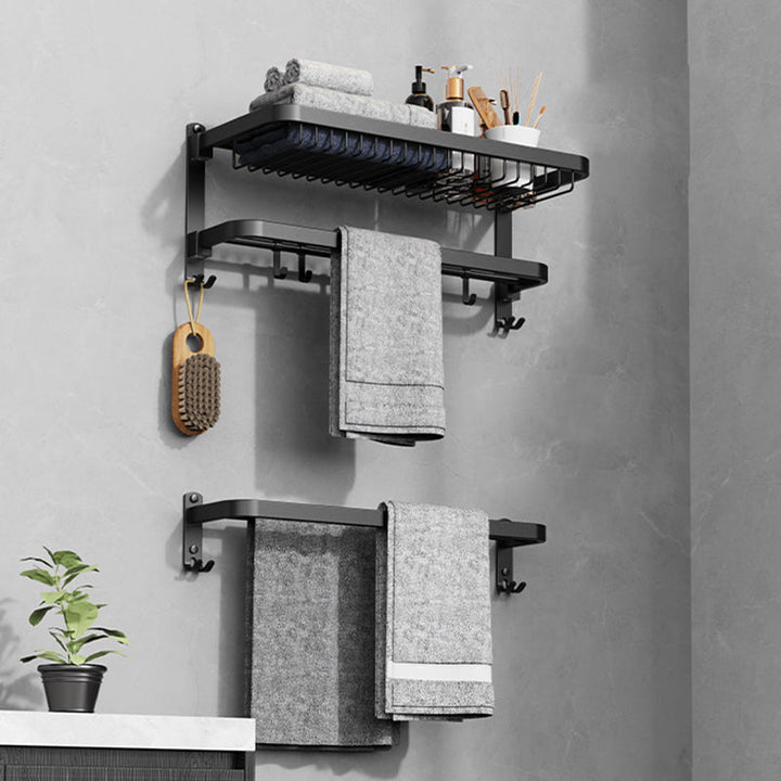Lisslune | Minimalist black bathroom accessory set paper holder towel bar bath hardware set