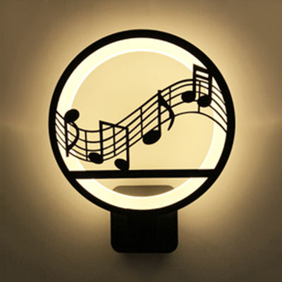 Skørter | Creative Vibrant Patterns Wall Lighting Metal Black LED Wall Lamp for Children's Room Dining Room