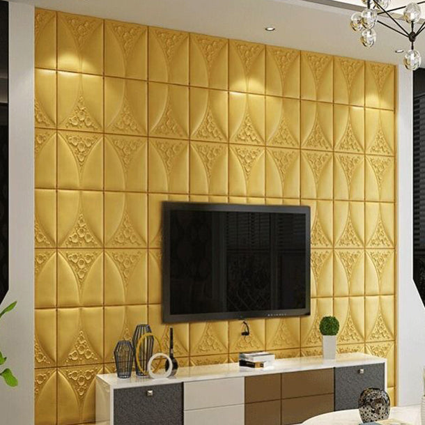 Lisslune | Modern Style Plastic Wall Panel Living Room Peel and Stick 3D Wall Covering
