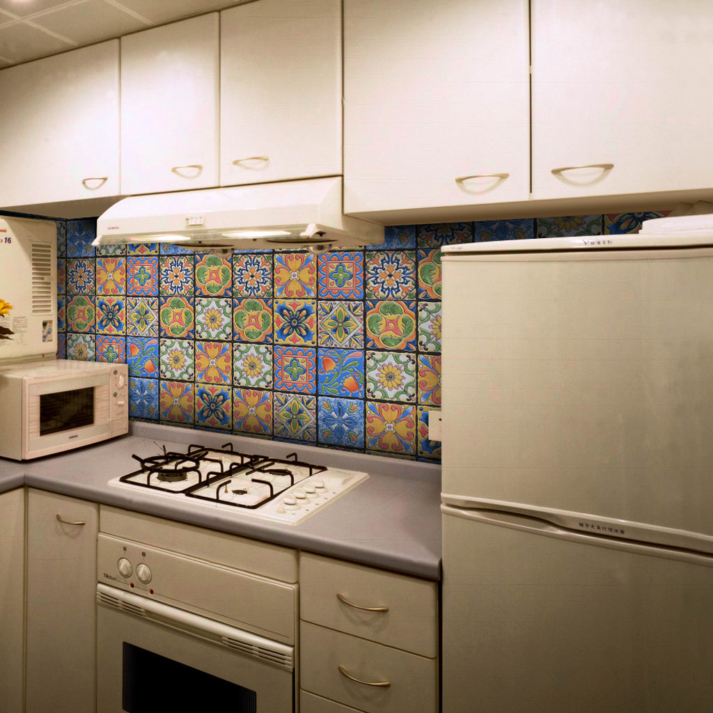 Lisslune | Traditional Peel and Stick Back Wall PVC Mosaic Tiles Wallpaper for Kitchen Backsplash