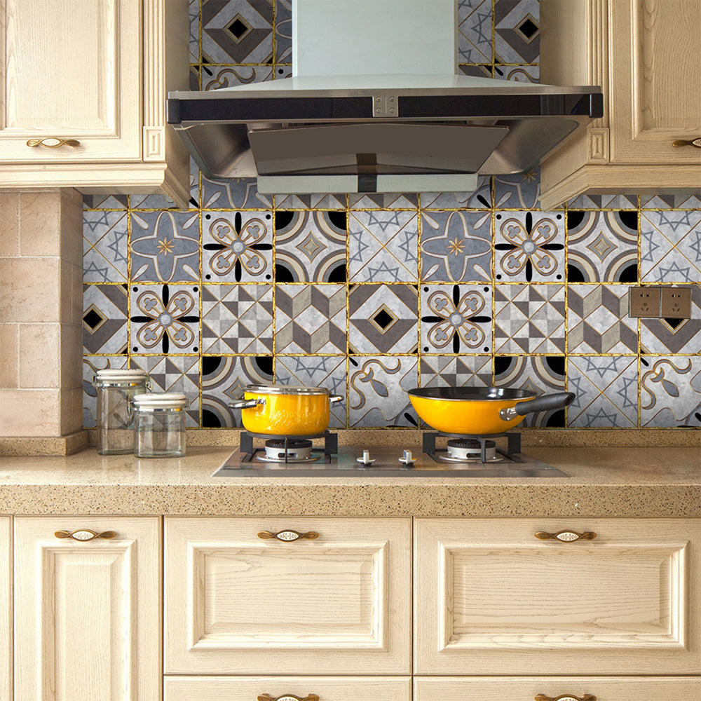 Lisslune | Traditional Peel and Stick Back Wall PVC Mosaic Tiles Wallpaper for Kitchen Backsplash