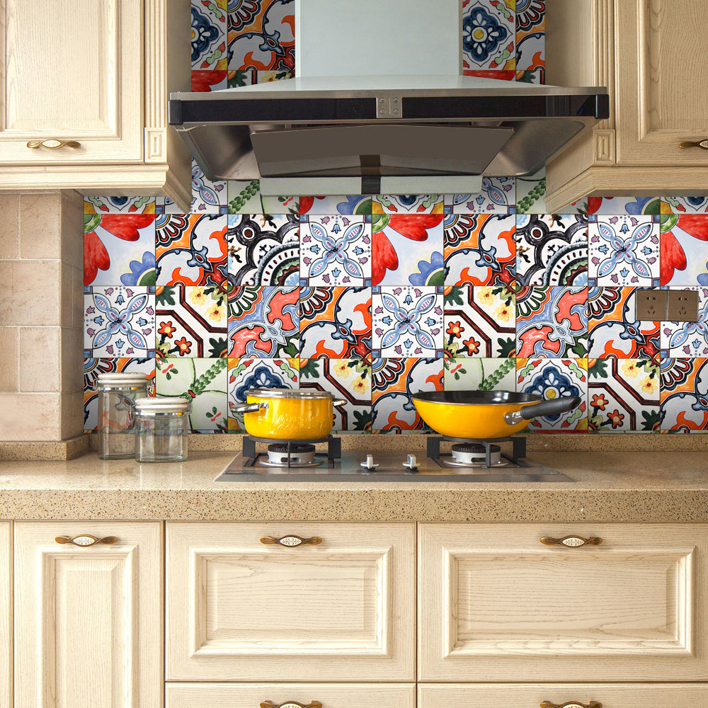 Lisslune | Traditional Peel and Stick Back Wall PVC Mosaic Tiles Wallpaper for Kitchen Backsplash