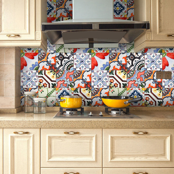 Lisslune | Traditional Peel and Stick Back Wall PVC Mosaic Tiles Wallpaper for Kitchen Backsplash