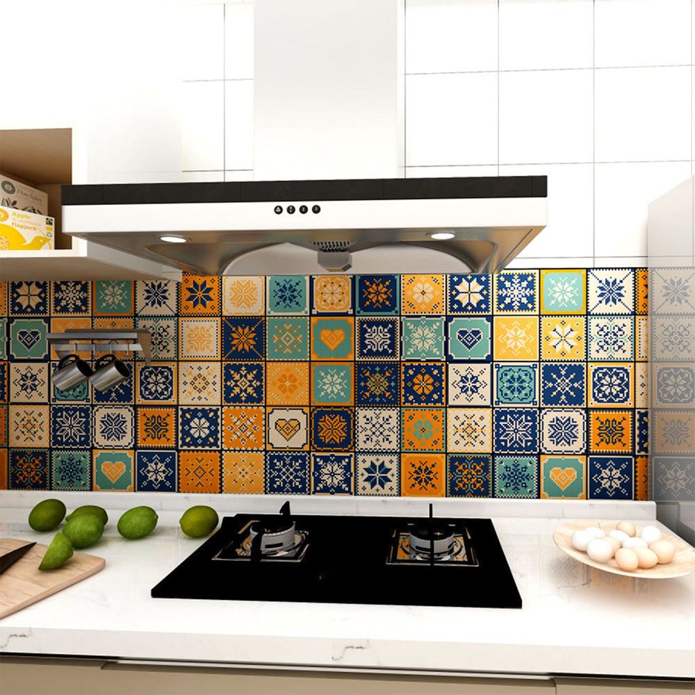 Lisslune | Traditional Peel and Stick Back Wall PVC Mosaic Tiles Wallpaper for Kitchen Backsplash