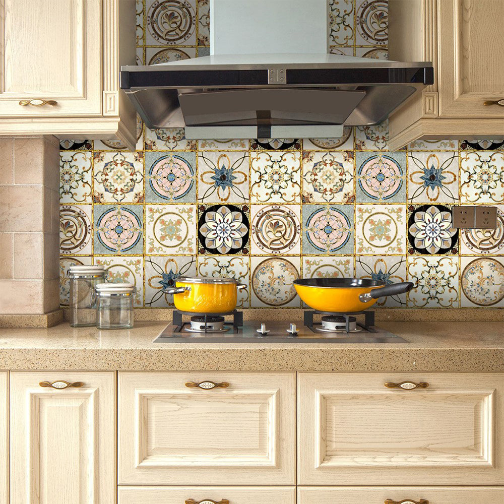 Lisslune | Traditional Peel and Stick Back Wall PVC Mosaic Tiles Wallpaper for Kitchen Backsplash