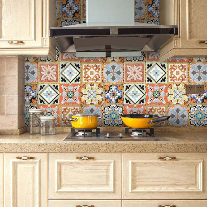 Lisslune | Traditional Peel and Stick Back Wall PVC Mosaic Tiles Wallpaper for Kitchen Backsplash