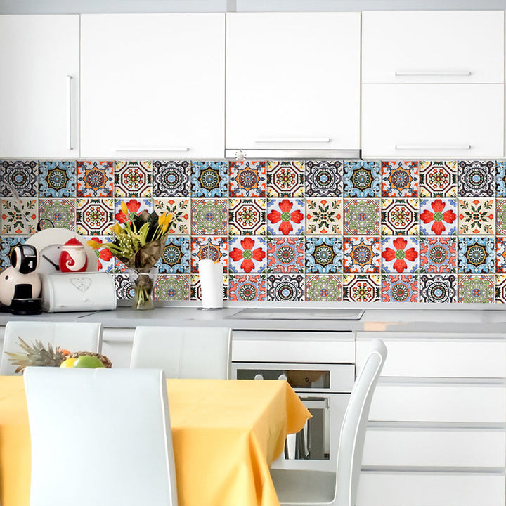 Lisslune | Traditional Peel and Stick Back Wall PVC Mosaic Tiles Wallpaper for Kitchen Backsplash
