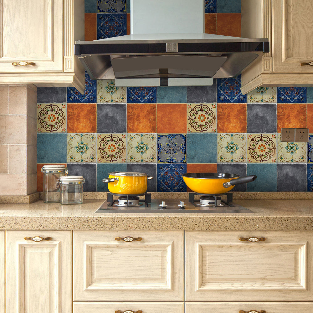 Lisslune | Traditional Peel and Stick Back Wall PVC Mosaic Tiles Wallpaper for Kitchen Backsplash