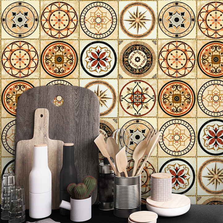 Lisslune | Traditional Peel and Stick Back Wall PVC Mosaic Tiles Wallpaper for Kitchen Backsplash
