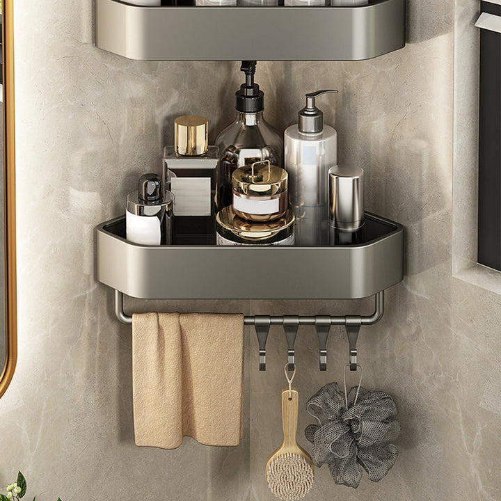 Lisslune | Adhesive Holder Metal Bathroom Accessory Single Piece or in Set with Shelf
