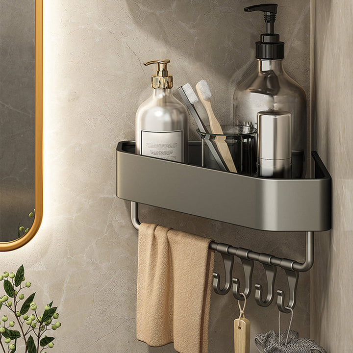 Lisslune | Adhesive Holder Metal Bathroom Accessory Single Piece or in Set with Shelf