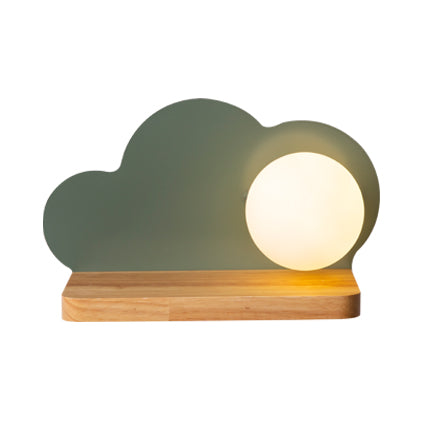 Skørter | Single Light Cloud Wall Lamp with Orb Shade Macaron Stylish Wood Wall Lamp for Children's Room