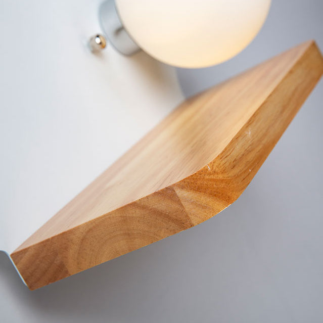 Skørter | Single Light Cloud Wall Lamp with Orb Shade Macaron Stylish Wood Wall Lamp for Children's Room