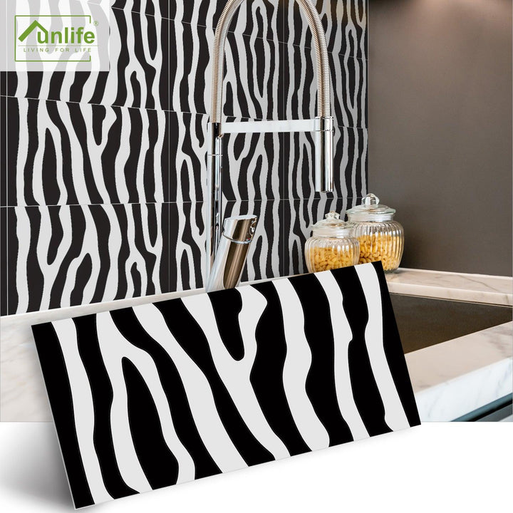 Lisslune | Zebra Chic City Lights Brick Stickers - Stylish urban home decor upgrade