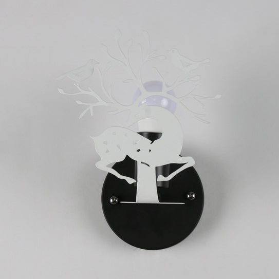 Skørter | Sika Deer Kindergarten Wall Lamp with Branch & Bird Metal 1 Light Animal Lamp