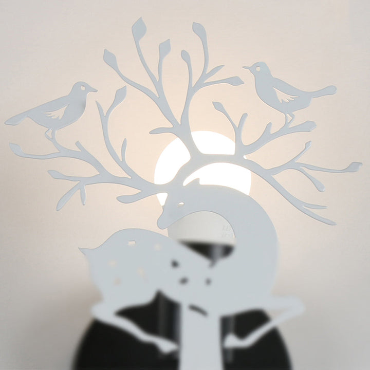 Skørter | Sika Deer Kindergarten Wall Lamp with Branch & Bird Metal 1 Light Animal Lamp