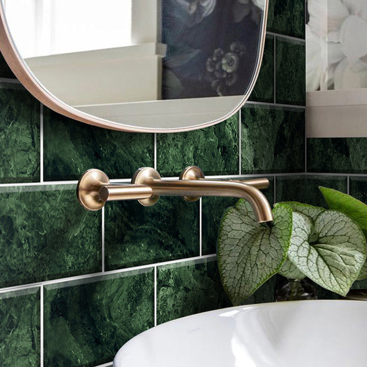 Lisslune | Mosaic tiles peel and attach tiles PVC backsplash peel and attach wall tiles in green