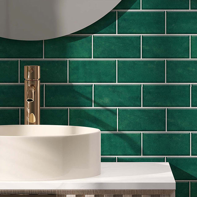 Lisslune | Mosaic tiles peel and attach tiles PVC backsplash peel and attach wall tiles in green