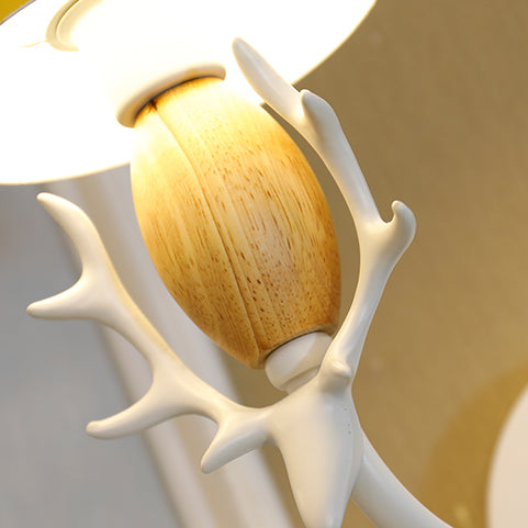 Skørter | Beautiful deer head wall lamp with cylindrical shade metal single light wall light for children's room