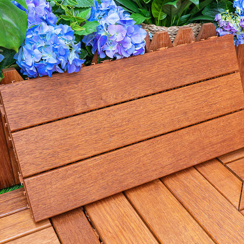Lisslune | Classic wooden deck tiles connecting composite patio tiles