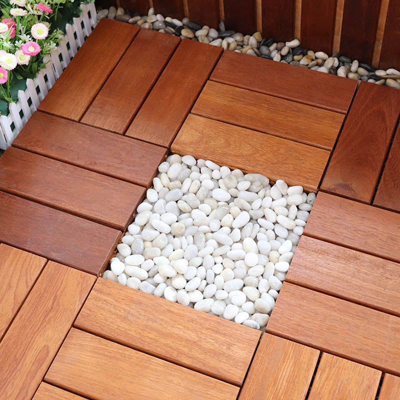 Lisslune | Classic wooden deck tiles connecting composite patio tiles