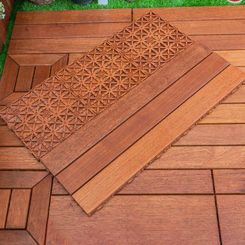 Lisslune | Classic wooden deck tiles connecting composite patio tiles